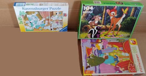 3 Puzzels o.a. Ravensburger Dalmatiërs, Bambi, Assepoester, Kinderen en Baby's, Speelgoed | Kinderpuzzels, Gebruikt, 2 tot 4 jaar