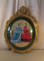 Mooi Ovale barok Fotolijst in Bolglas met oude Prent - 55x40, Ophalen of Verzenden, Gebruikt