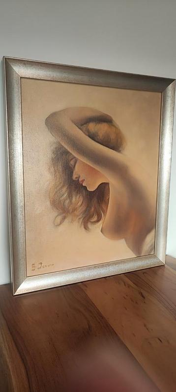 Peinture à l'huile sur toile portrait d'une femme nue, Enlèvement ou Envoi