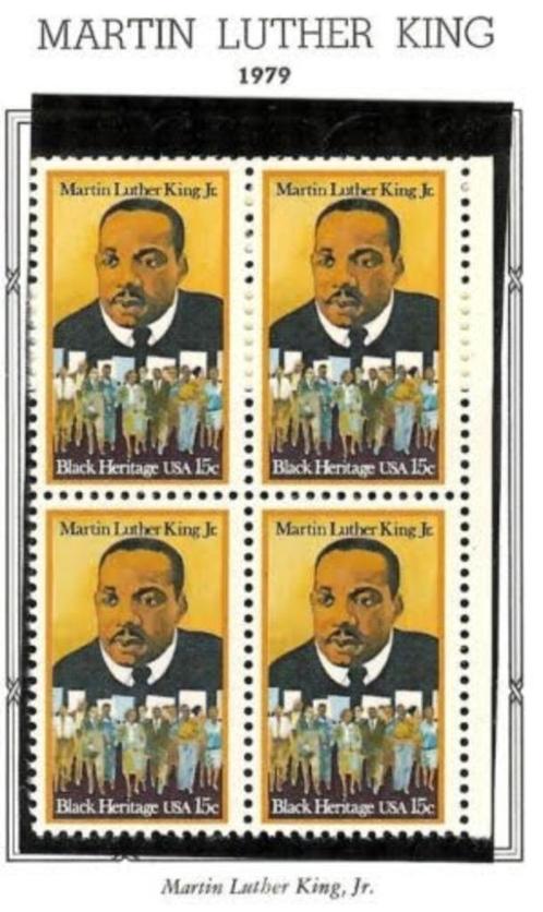 USA 1979 - Black Heritage Issues Dr M L King - pane of 4, Timbres & Monnaies, Timbres | Amérique, Non oblitéré, Amérique du Nord