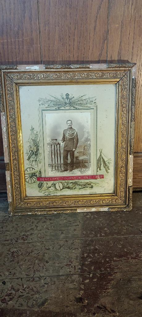 Photo ancienne Gendarme Tournaisien, 1899, 30x35, n171, Antiquités & Art, Art | Dessins & Photographie, Enlèvement