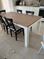 EIKEN EETTAFEL MET STOELEN, Ophalen, Eikenhout, 50 tot 100 cm, Zo goed als nieuw