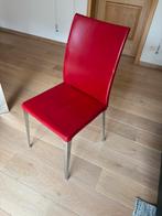 6 rode lederen stoelen, Huis en Inrichting, Stoelen, Ophalen, Zo goed als nieuw