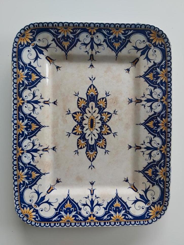 Prachtige grote antieke porseleinen schaal Sarreguemines, Antiquités & Art, Antiquités | Plateaux, Enlèvement ou Envoi