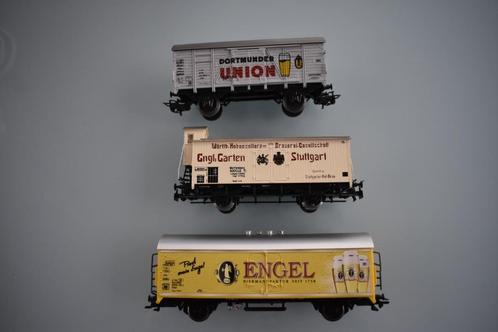 (9A) 3 Märklin HO bierwagons lees beschrijving, Hobby en Vrije tijd, Modeltreinen | H0, Zo goed als nieuw, Wagon, Wisselstroom
