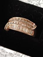 Mooie zilveren ring met steentjes in rosé kleur, Handtassen en Accessoires, Ringen, Ophalen, Zo goed als nieuw, Zilver, Zilver