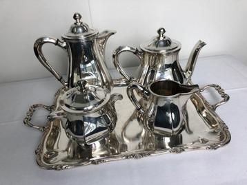 Wiske mann theeservies verzilverd met dienblad, Antiek en Kunst, Ophalen, Zilver