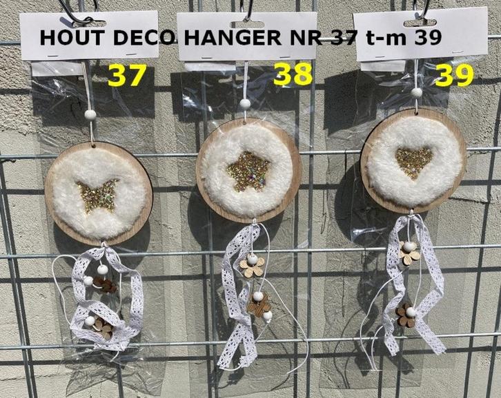 HOUT DECO HANGER NR 37 t/m 39 HOUT, GOUD en PLUCHE NIEUW, Huis en Inrichting, Woonaccessoires | Wanddecoraties, Nieuw, Ophalen of Verzenden