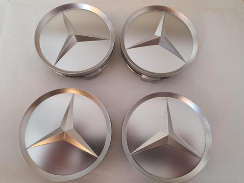 Mercedes mat zilver wieldoppen dia 75 mm, Auto diversen, Wieldoppen, Nieuw, Ophalen of Verzenden
