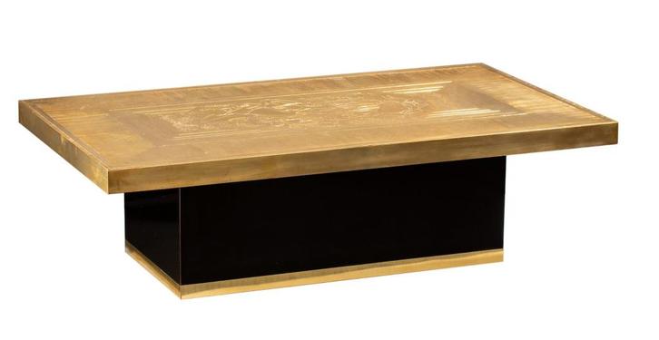 Messing vintage salontafel van Lova Creation, jaren 80, Maison & Meubles, Tables | Tables de salon, Utilisé, Moins de 50 cm, 50 à 100 cm