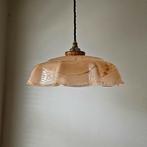 Vintage Franse gemarmerde opaline glazen hanglamp., Ophalen of Verzenden