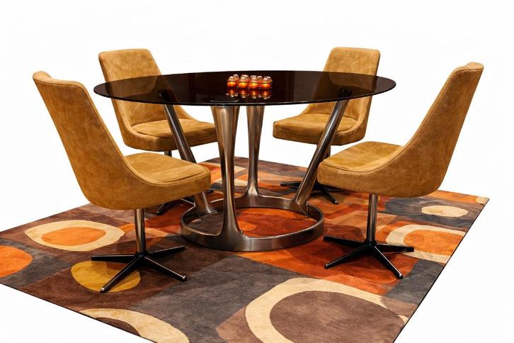 Vintage eettafelset van Michel Charron, Maison & Meubles, Tables | Tables à manger, Utilisé, 100 à 150 cm, 200 cm ou plus, Quatre personnes