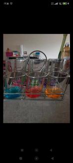 Lot de 6 verres colorés penché, Verzamelen, Glas en Drinkglazen, Gebruikt, Ophalen of Verzenden, Waterglas