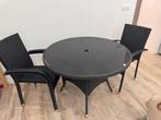 Ronde glazen tafel met 4 rotanstoelen - Te koop, Antiek en Kunst, Ophalen