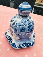 Vaas met deksel in Delfts blauw, Antiquités & Art, Antiquités | Céramique & Poterie, Enlèvement ou Envoi