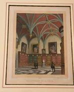 Handgekleurde litho bibliotheek / stadhuis Brugge 1840, Antiek en Kunst, Kunst | Litho's en Zeefdrukken, Ophalen of Verzenden