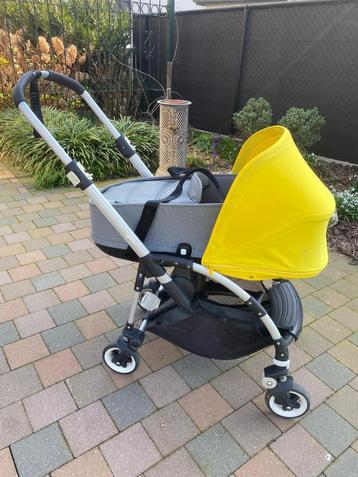 Bugaboo Bee 3 met gele kap met reiswieg draagmand  beschikbaar voor biedingen