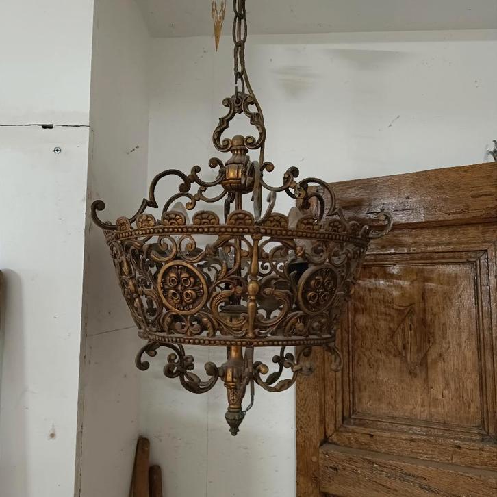 Kasteel luchter, Huis en Inrichting, Lampen | Kroonluchters, Gebruikt, Metaal, Ophalen of Verzenden