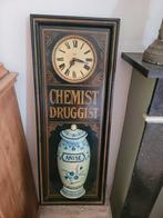 Vintage wandklok met drogisterijthema, Ophalen of Verzenden, Gebruikt, Wandklok