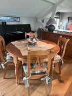 Ronde grenen tafel met 4 stoelen, Huis en Inrichting, Ophalen, Rond, Vier personen, Grenenhout