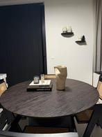 Ronde eetkamertafel en 4 Japandi stoelen, Ophalen, Gebruikt, Japandi, 4 tot 6 stoelen