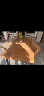 boomstamtafel met stoelen, Huis en Inrichting, Ophalen, Eikenhout, 200 cm of meer, 50 tot 100 cm
