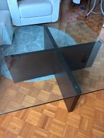 Salontafel gehard glazen blad, Ophalen, 50 tot 100 cm, Vierkant, 50 tot 100 cm