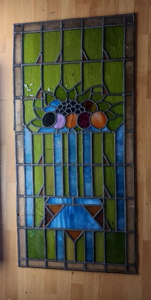1 glas-in-lood raam (50s), Antiek en Kunst, Antiek | Glaswerk en Kristal, Ophalen