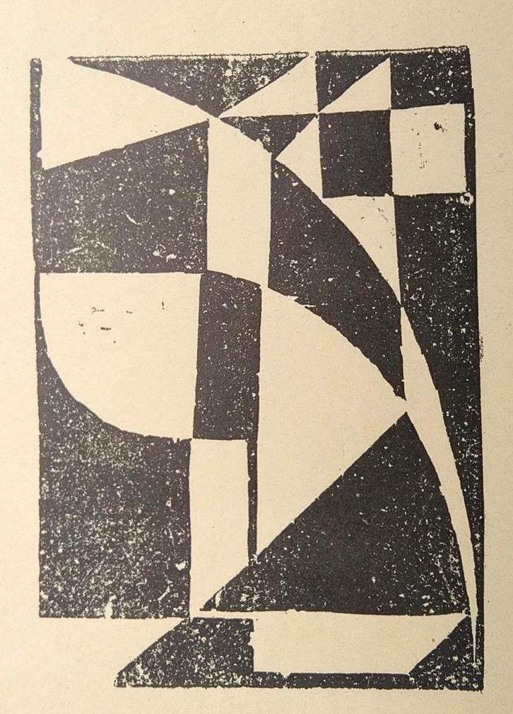 Linosnede Compositie voor "De Patroelje" 1922, Antiek en Kunst, Kunst | Litho's en Zeefdrukken, Ophalen of Verzenden