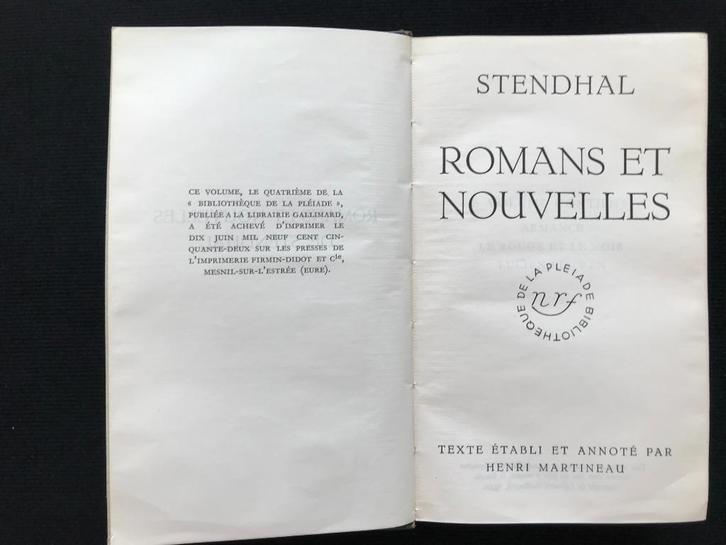 Stendhal - Romans et Nouvelles T1 - La Pléiade, Boeken, Overige Boeken, Gelezen, Ophalen of Verzenden
