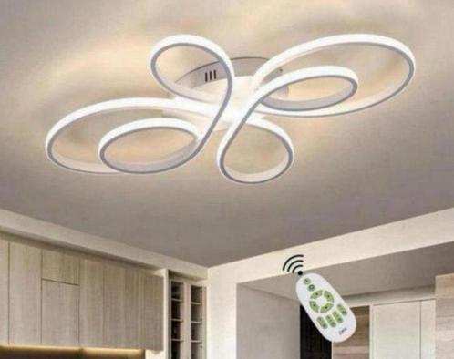Grote Geometrische led plafondlamp wit 80cm dimbaar + remote, Huis en Inrichting, Lampen | Plafondlampen, Nieuw, Kunststof, Metaal