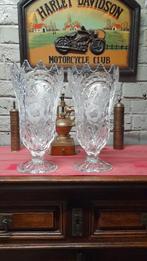 Koppel kristallen vazen,   zie beschrijving, Antiek en Kunst, Ophalen