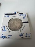 Zilveren 1 franc 1909 Leopold 2 (199), Ophalen of Verzenden, Zilver