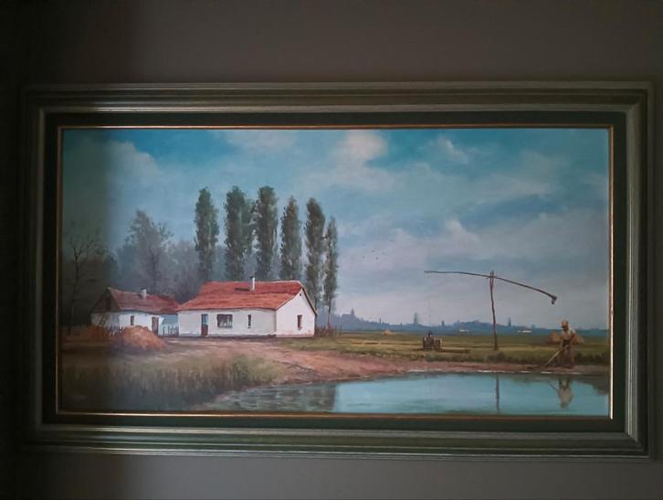 Hongaars boerderij'tje, Antiek en Kunst, Kunst | Schilderijen | Klassiek, Ophalen
