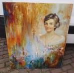 Mooi Modern Geschilderd Werk 'Vrouw en Bloemen' - Torrent, Antiek en Kunst, Kunst | Schilderijen | Modern, Ophalen of Verzenden