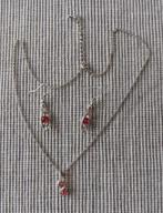 Sieradenset halsketting en oorbellen, roze, Bijoux, Sacs & Beauté, Colliers, Enlèvement ou Envoi, Neuf, Rose