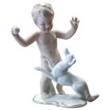 Wallendorf "spelende jongen met hond"., Antiquités & Art, Antiquités | Porcelaine, Enlèvement ou Envoi