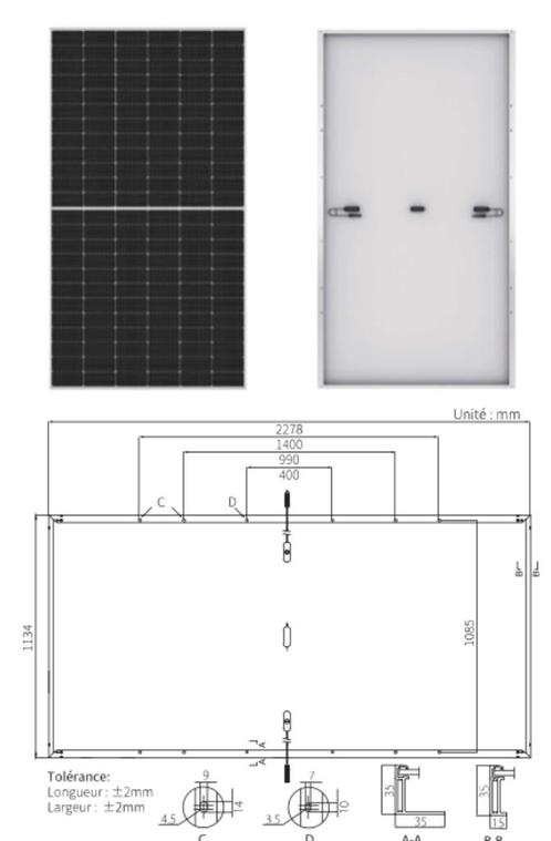 3x Panneau solaire Longi - MONO - 545Wp - Argent + acc, Bricolage & Construction, Panneaux solaires & Accessoires, Neuf, Panneau