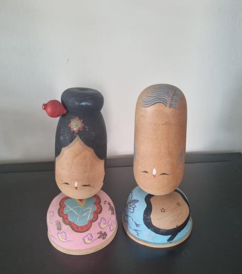 Schattig ouder echtpaar Kokeshi's, Antiek en Kunst, Kunst | Beelden en Houtsnijwerken, Verzenden