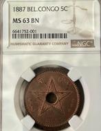 Belgium/Congo 5 Cents 1887 FDC MS63 Zeldzamer!!, Verzenden, Overig, Losse munt