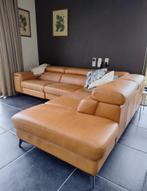 Natuzzi hoeksalon leder cognac-kleur - relax, Huis en Inrichting, Ophalen, 250 tot 300 cm, Gebruikt, Metaal