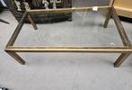 Salontafel koper met glazen blad glas tafel koperlook, Ophalen of Verzenden, Gebruikt, Glas