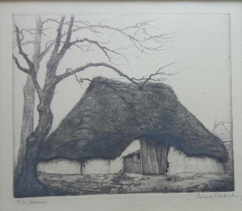 DIRK BAKSTEEN / VETERAAN / ZW-W ETS / 38x44cm / KADER / SIG, Antiek en Kunst, Kunst | Litho's en Zeefdrukken, Ophalen of Verzenden