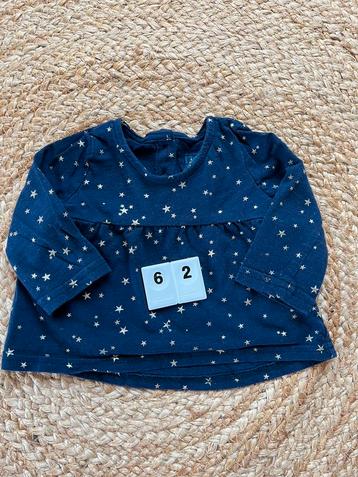 62 // Blauw bloesje, Kinderen en Baby's, Gebruikt, Meisje, Ophalen of Verzenden, Overhemdje of Bloesje
