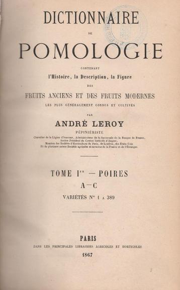Dictionnaire de Pomologie beschikbaar voor biedingen