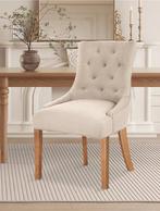 6 prachtige linnenkleurige stoelen, Gebruikt, Stof
