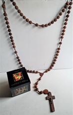 Vintage houten rozenkrans XXL in passende doos. Devotionalia, Ophalen of Verzenden, Zo goed als nieuw, Sieraad, Christendom | Katholiek