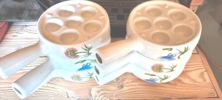 6 escargots pannen porcelaine du val du cher, Antiek en Kunst, Antiek | Servies los, Ophalen of Verzenden