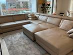 Grand canapé en cuir beige - beige leren sofa groot, Comme neuf, Bois