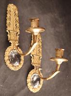 Paar 19e eeuwse bronzen wandkandelaars, Ophalen of Verzenden